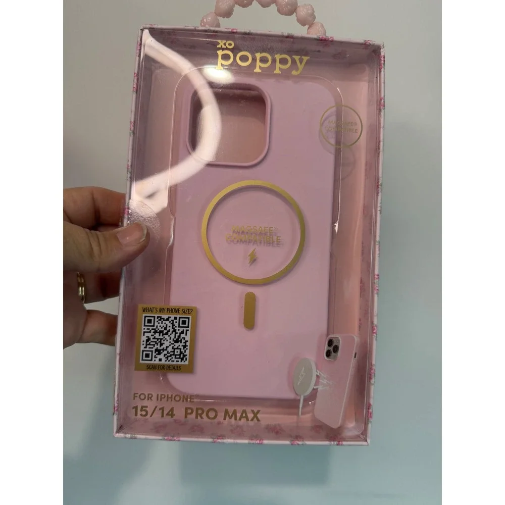 XO Poppy iPhone 15 14 Pro Max MagSafe Silicone Case Pink Protective Cover